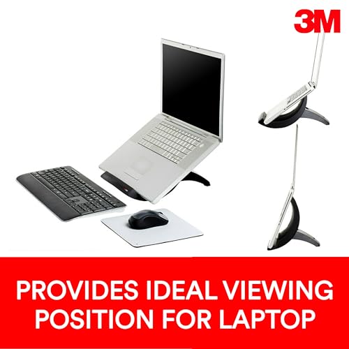 3M Vertical Notebook Computer Riser With Cable Management, 9" X 12" X 6.5" To 9.5", Black/charcoal Gray, Supports 20 Lbs - size: 8.8" x 7.8" x 6.4"
