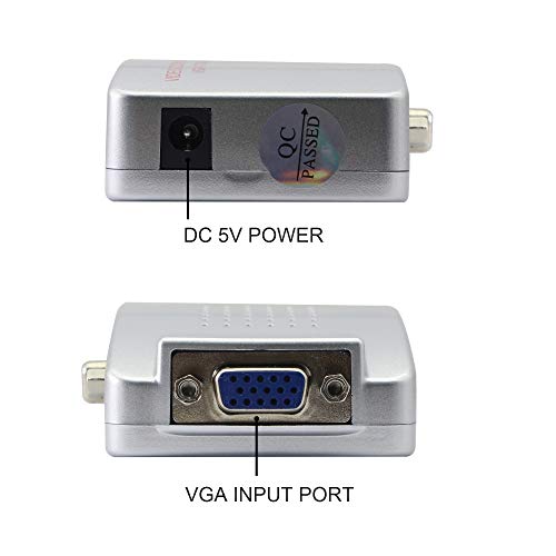 GINTOOYUN VGA to RCA Adapter,Composite VGA to Video,S-Video Converter,for HDTV, Monitors, Laptop, Desktop, PC.