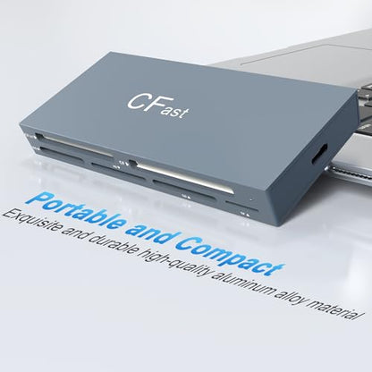 CFast Card Reader Memory Stick Pro Duo Adapter, USB C CFast 2.0 Card Reader for CFast/SD/TF/MS/XD/CF CompactFlash Card, XD Card Reader USB C USB 3.0 Connector Read 6 Cards Simultaneously