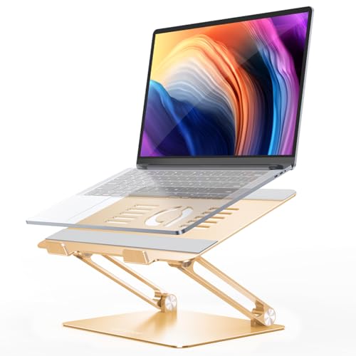 Lamicall Adjustable Laptop Stand, Portable Laptop Riser, Aluminum Laptop Stand for Desk Foldable, Ergonomic Computer Notebook Stand Holder for MacBook Air Pro, Dell XPS, HP (10-17.3'') -Gold - color: 5-Gold