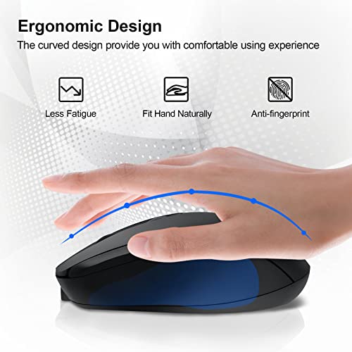 Rechargeable Wireless Bluetooth Mouse, Silent, Portable Slim Computer Mouse (Blue) for Laptop/iPad/MacBook Pro/Air, PC/Surface Pro/Lenovo/Samsung Table - color: Blue