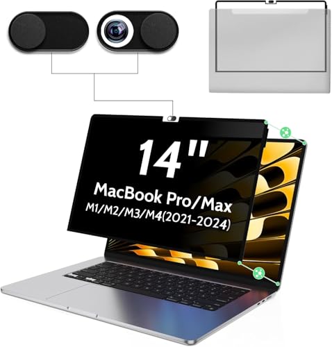 Privacy Screen for MacBook Pro 14 Inch M1/M2/M3/M4/M5(2021-2025)--A3434 A2918 A2992 A2442 A2779,Anti Blue Light Glare Filter Removable Computer Protector, Monitor Shield Laptop Film With Camera Cover - size: MacBook Pro 14