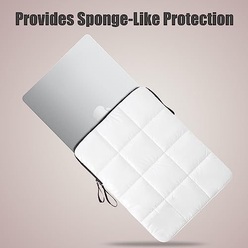 Puffy Laptop Sleeve 14 Inch White, Waterproof Carrying Case Bag for Women, Fluffy Computer 14 HP Case, Compatible with MacBook Pro 14 Inch, MacBook Air M2 M1, Asus/Dell XPS/Lenovo - color: White, size: 14-inch