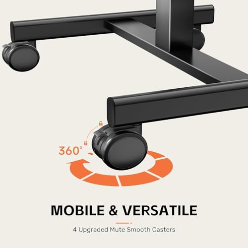 Mobile Small Standing Desk,Gas Spring Adjustable Height Rolling Portable Laptop Desk with Lockable Wheels, Computer Workstation for Home Office, Dark Walnut - color: Dark Walnut