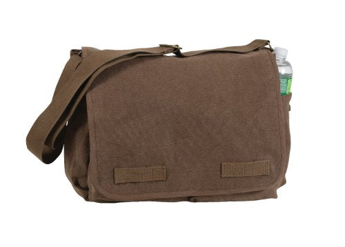 Rothco Classic Canvas Messenger Bag | Durable Canvas Shoulder Bag, Crossbody Designed For EDC, Travel, Commuting, Organized Storage And Dependable Carry - color: Brown