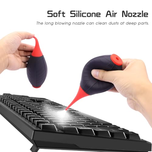 2 Pack Silicone Air Blower Blaster Pump Dust Cleaner with Cleaning Brush Cloth, Camera Cleaning Kit Camera Lens Blower, for Sensor LCD Screen Microscopes Musical Instruments Keyboards Laptop