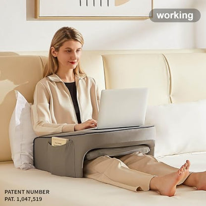 cooloo8 Lap Desk Pillow for Bed, Soft Arm Rest Pillow, Reading Lap Pillow, Memory Foam Reading Pillow, Laptop Lap Desk for arms for Reading, Working in Bed Couch(Grey) - size: Lap Desk Pillow - Small