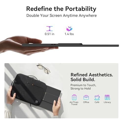 Blackview 16.1" Portable Monitor for Laptop, 1200P FHD Laptop Monitor Extender, 360° Rotating Detachable Magnetic Stand, Plug & Play with HDMI/USB-A/Type-C, Extra Screen for Windows/Mac/Linux/Android - size: 16"