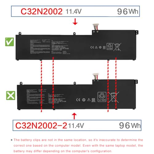 96Wh C32N2002 6-Cell Laptop Battery Replacement for Asus for ZenBook Pro 15 UX535 UX535LI UX564PH Flip 15 UX535LI UX564EH UX564EI UX564PH Series Notebook 0B200-03770000 High Performance - style: C32N2002
