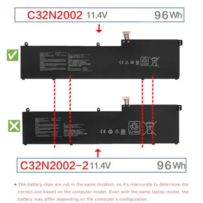 96Wh C32N2002 6-Cell Laptop Battery Replacement for Asus for ZenBook Pro 15 UX535 UX535LI UX564PH Flip 15 UX535LI UX564EH UX564EI UX564PH Series Notebook 0B200-03770000 High Performance - style: C32N2002