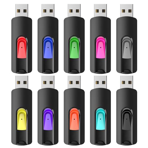 RAOYI 10Pcs 4GB USB Flash Drives Slide Retractable Memory Stick Bulk USB 2.0 Thumb Drive Jump Drive Zip Drive USB Sticks Data Storage Backup for PC Mac (4G, 10 Mixed Color) - color: 10 Mixed Colors, size: 4GB-2.0