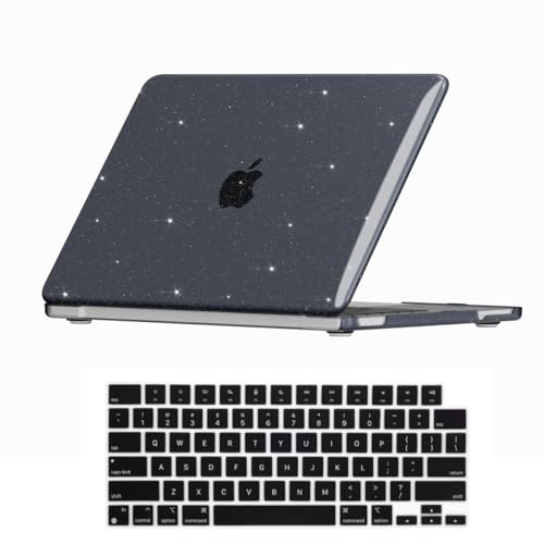 Se7enline for MacBook Neo Case 13 inch 2026 Model A3454,Glitter Black | Crystal Glitter Bling Shiny Hard Shell Laptop Case with Keyboard Cover Anti-Scratch Heat Dissipation Full Port Access - color: Glitter Black, size: 13 Inch