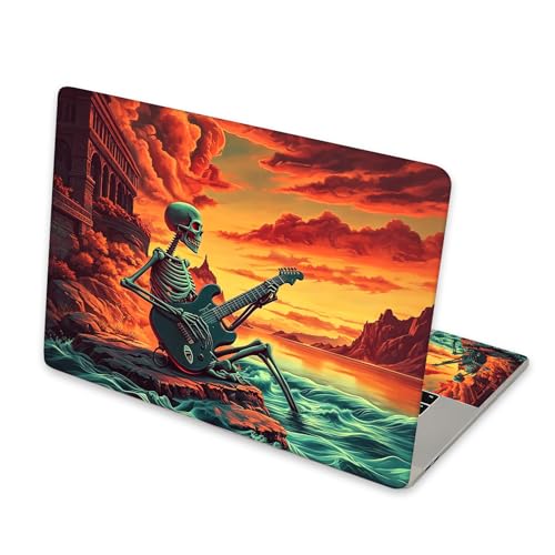 Universal Laptop Skin Sticker for 12/13/14/15.6 Inch Laptops, Reusable Vinyl Laptop Decal Cover, Waterproof Scratch Resistant Notebook Skin with 2 Wrist Pads,Guitar Skull - color: Guitar Skull