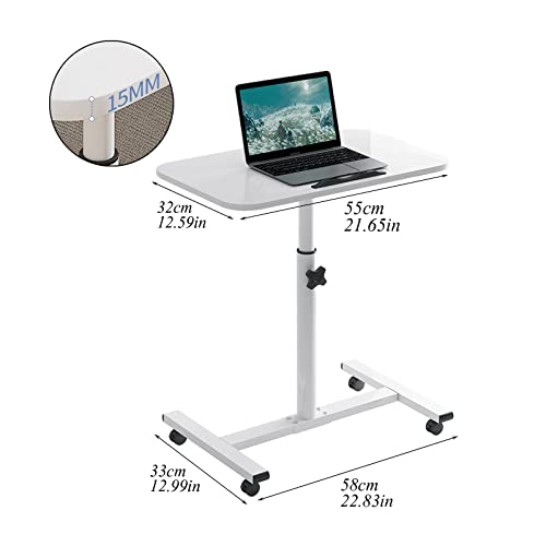 Overbed Table Adjustable Overbed Table Portable 360° Tilting Laptop Computer Sofa Table,Over Chair Tables for Disabled with Wheels,Adjustable 90Cm Desk,Pink - color: Pink