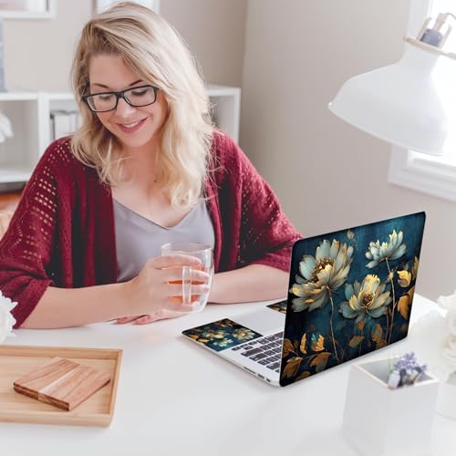 Laptop Skin Sticker Decal 15-15.6 inch, Universal Soft Vinyl Sticker for 12.1 13 13.3 14 15.4 Inches Laptop Netbook Notebook Art Case Protector, Golden Flower - color: Golden Flower