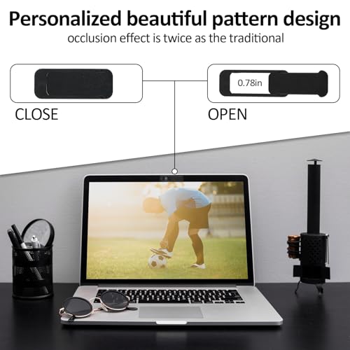 Ymapinc 8PCS Laptop Camera Cover, Slide Webcam Privacy Safe, Universal Cover for Computer Mobile Phones Tablets, Black