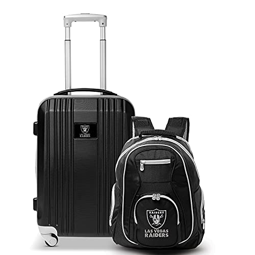 Denco Las Vegas Raiders 2-Piece Luggage Set, Includes 21-inch Two-Tone Hardcase Spinner and 19" Laptop Backpack
