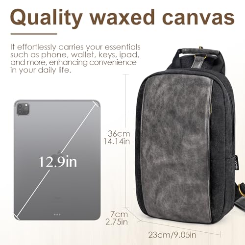 Canvas Messenger Bag Sling Bag Crossbody Shoulder Bag for Men Women Travel Work Satchel Bags - color: Black-a