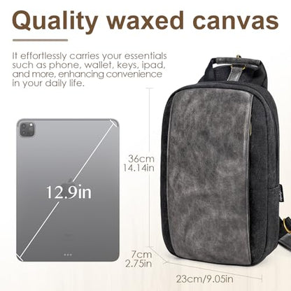 Canvas Messenger Bag Sling Bag Crossbody Shoulder Bag for Men Women Travel Work Satchel Bags - color: Black-a