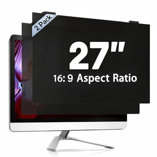 2 Pack 27 Inch Computer Privacy Screen Filter, 9H Hardness Anti-Scratch Shield for 27" Widescreen Monitor(16:9), Hanging Design for Open Office & Cubicle, Reduce Blue Light & Eye Strain - size: 2 Pack 27" (16:9)
