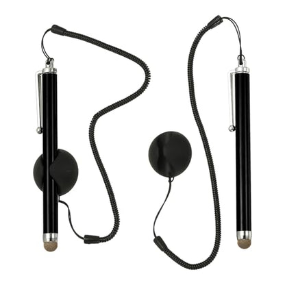 PATIKIL 2 Pcs Screen Capacitive Pen with Spring Rope Fixing Dock High Sensitivity for Mobile Phone Car Navigation GPS POS Tablet Laptop, Black - color: Black