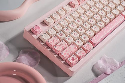 ZORNHER ZH980 Cat Mechanical Keyboard,95% Pink Creamy Keyboard with Number Pad,Cute Kawaii Mao Glowing Kitty Ear Keycaps,Creamy Sounding Linear Switches,Hot-Swappable,RGB Backlit - color: Sakura Paws, size: Creamy Switch