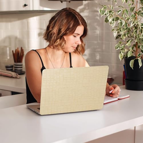 DTangLsm for MacBook Air 13 inch Case M5 2026-2022 M4 M3 M2 A3449 A3240 A3113 A2681, Crocodile Alligator Skin Luxury Textured Leather Hard Logo Cutout Case for MacBook Air 13.6+Keyboard Cover, Beige - color: # Crocodile Skin Beige
