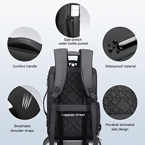 Muzee Laptop Backpack for Men,15.6 Inch Slim Business Backpack with USB Charging Port,Water-Resistant High-Tech Daypack Casual Backpack Fits for Office Travel Daily Commut