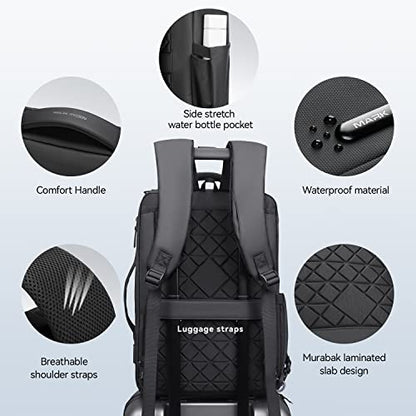 Muzee Laptop Backpack for Men,15.6 Inch Slim Business Backpack with USB Charging Port,Water-Resistant High-Tech Daypack Casual Backpack Fits for Office Travel Daily Commut