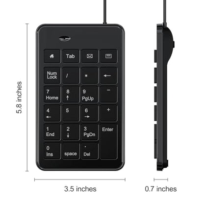 CBUS Wired USB-C Numeric Keypad for Laptop, 23 Keys Numpad Keyboard with Tab, Home, Email & Calculator Keys, 5ft Cable, Small and Lightweight Design - size: USB-C