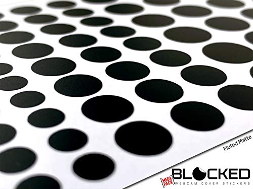 The Original Vinyl Webcam Cover Stickers | Restickable & Stackable Privacy Covers | for All Camera-endable Devices | 5-Sizes | 95 Black (Muted Matte)