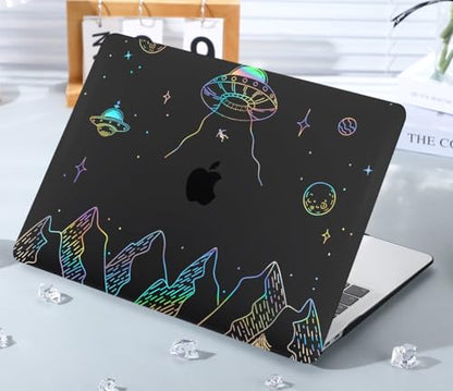 Compatible for MacBook Air 15 inch Case 2026 M5, 2023-2025 M4/M3/M2 A3448 A3241 A3114 A2941, Protective Plastic Hardshell & Keyboard Cover for Mac Air 15 inch Case, Clear Black Planet - color: 01 Clear Black Planet