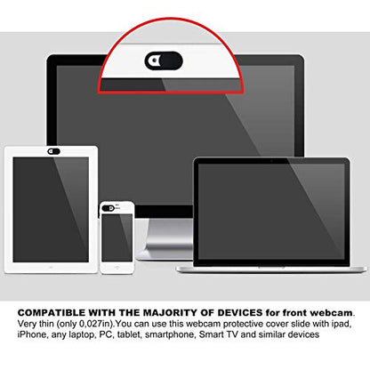 [6 Pack] Webcam Cover Slide 0.027in Ultra Thin Web Camera Cover fits Laptop, Desktop, PC, Macboook Pro, iMac, Mac mini, Computer, Smartphone,Protect Your Privacy and Security,Strong Adhensive-Black