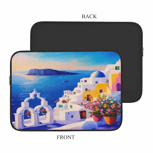 Laptop Sleeve Bag 15.4 15.6 Inch,Greece Island Painting Aegean Sea Coast Ocean Protective Polyester Computer Cases Laptop Cover Briefcase Bag Tablet Travel Cover - color: LPS-021