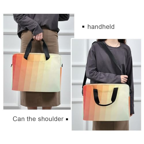 Travel Laptop Sleeve Bag Portable Crossbody Messenger with Handle and Shoulder Strap 15.6 inch Case Hard Cover with Zipper Retro Vintage Stripes Retro