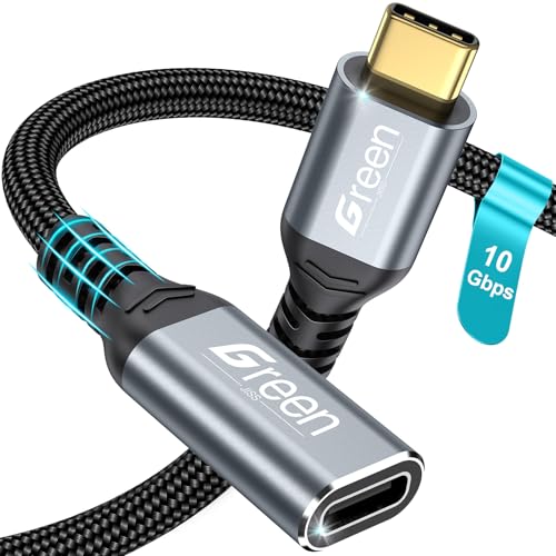 Green Jiss® USB C Extension Cable 10ft, 20Gbps/4K@60Hz, Video Heavy Duty USB3.2 Gen2 Extender Male to Female Full Function Ultra-High Speed Transfer USB Type C Extender 240W Fast Charging Cable - size: 10 FT