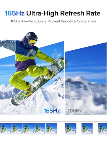 UPERFECT QLED Portable Monitor Touchscreen 24.5'' 165Hz Gaming Monitor 2K 125% sRGB 2000:1, FreeSync 0.1ms, Built-in 180° Adjustable Stand/VESA, USB-C HDMI Second Screen for Laptop PC Game Console - size: 24.5"