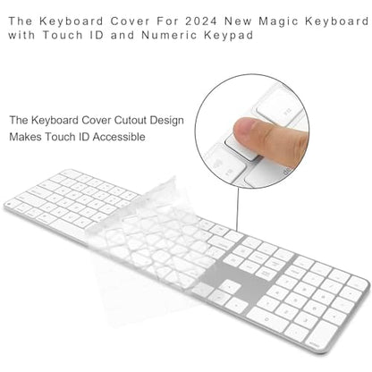 Ultra Thin TPU Keyboard Cover Protector Skin for 2024 Apple Magic Keyboard with Numeric Keypad Touch ID A3119