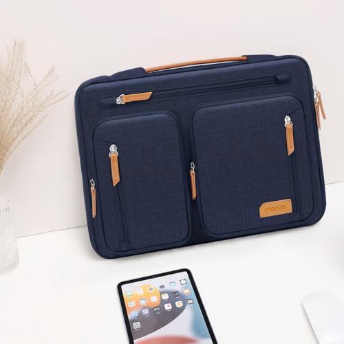 MOSISO 360 Protective Laptop Case 13.3 inch, 13-13.3 inch Laptop Sleeve | Compatible with MacBook Air/Pro 13/14, HP Dell Acer, Side Open Carrying Computer Bag with 5 Accessory Pockets&Belt, Navy Blue - color: Navy Blue, size: 13.3 inch