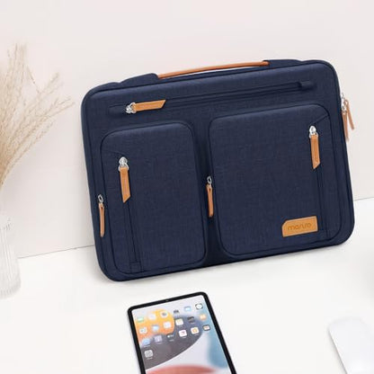 MOSISO 360 Protective Laptop Case 13.3 inch, 13-13.3 inch Laptop Sleeve | Compatible with MacBook Air/Pro 13/14, HP Dell Acer, Side Open Carrying Computer Bag with 5 Accessory Pockets&Belt, Navy Blue - color: Navy Blue, size: 13.3 inch