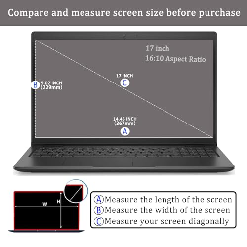 17-inch Tempered Glass Screen Protector for HP/Dell/Acer/ASUS/Samsung/Lenovo/MSI/LG and Other 17-inch 16:10 Laptop Screen Shield, 9H Hardness, Ultra HD, Anti Fingerprint - size: 17 inch 16:10