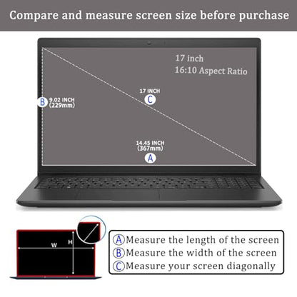 17-inch Tempered Glass Screen Protector for HP/Dell/Acer/ASUS/Samsung/Lenovo/MSI/LG and Other 17-inch 16:10 Laptop Screen Shield, 9H Hardness, Ultra HD, Anti Fingerprint - size: 17 inch 16:10