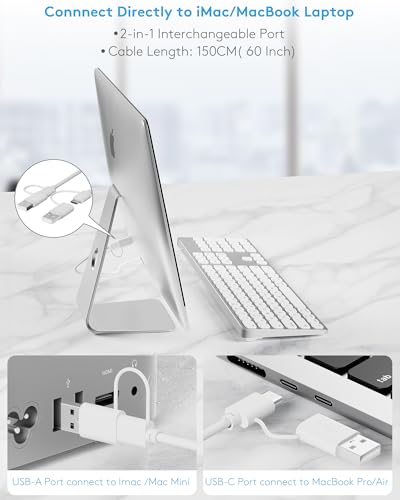 9H Aluminum USB Wired Keyboard with Numeric Keypad for Mac & PC | Compatible with Mac Pro, Mini, iMac, MacBook Pro/Air, Laptops and PC Computers - color: Silver
