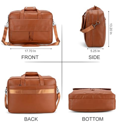 Boardingblue Men's Leather Messenger Bag, 15.6 Inches Laptop Briefcase Business Satchel Computer Handbag Shoulder Bag for Men - color: Brown