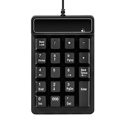 Kadaon USB Number Pad, 19 Keys Waterproof Silent Numeric Keypad with Mini USB Cable, for Laptop/Notebook, Compatible with Windows System