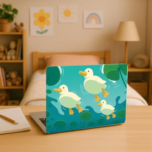 PLIGREAT Cartoon Ducks Laptop Decal Sticker Skin Cover, Cute Ducks on Pond Laptop Stickers Skins Decal Fits 12" 13" 13.3" 14" 15" Laptops Universal Waterproof Removable Notebook Art Protector