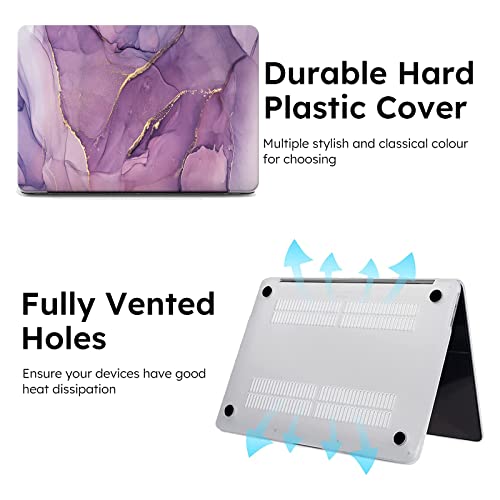 iCasso for MacBook Air 13 inch Case 2025 2024-2022 Release M4 A3240 M3 A3113 A2681 M2 with Liquid Retina Display, Hard Plastic Shell for Mac Air 13.6, TPU Keyboard Cover&Screen Protector, Purple - color: purple