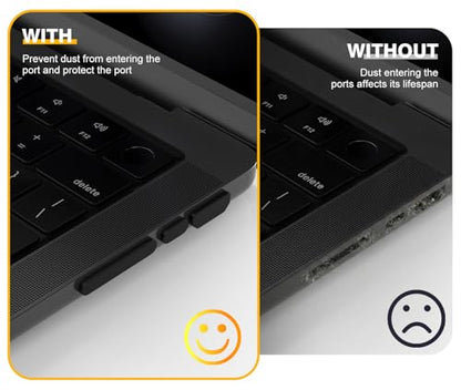 DAMMOMKO MacBook Pro M5 Accessories - 14PCS Dust Plugs for 2026-2021 MacBook Pro 14 & 16 inch M5 M4 M3 M2 M1 Pro/Max, Silicone Plug Cover Caps Accessory & 2PCS Webcam Cover Slide
