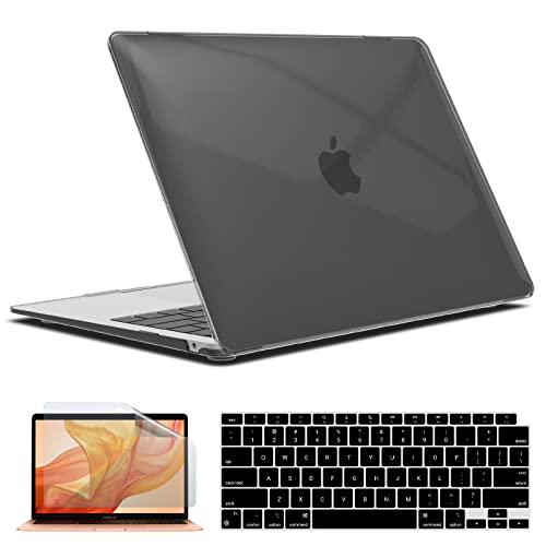 IBENZER Compatible with 2022 2021 2020 MacBook Air 13 inch case M1 A2337 A2179 A1932, Hard Shell Case&Keyboard Cover&Screen Film for Mac Air 13 with Touch ID, Crystal Black, AT13CYBK+2 - color: Crystal Black