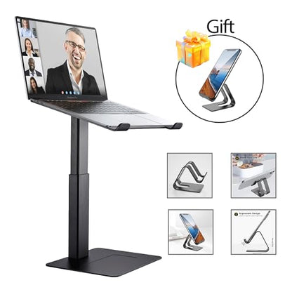 Laptop Stand for Desk, Ergonomic Sitting and Standing Laptop Riser for Notebook MacBook 11-17 Inches，DJ Laptop Stand Adjustable Height from 7-15 Inches Aluminum(Black) - color: Black